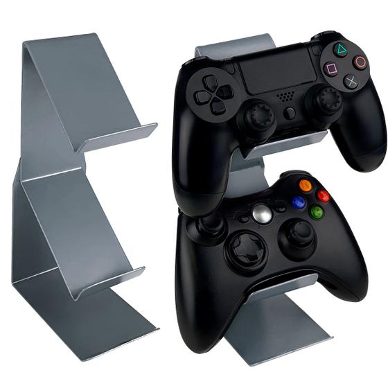 Imagem de Suporte de Mesa Para 2 Controles Compatível com PS e Xbox  Vexus - Prata