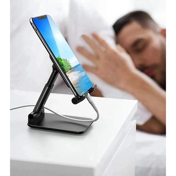 Imagem de Suporte de mesa para celular ajustável articulado smartphone universal dobrável com ganchos