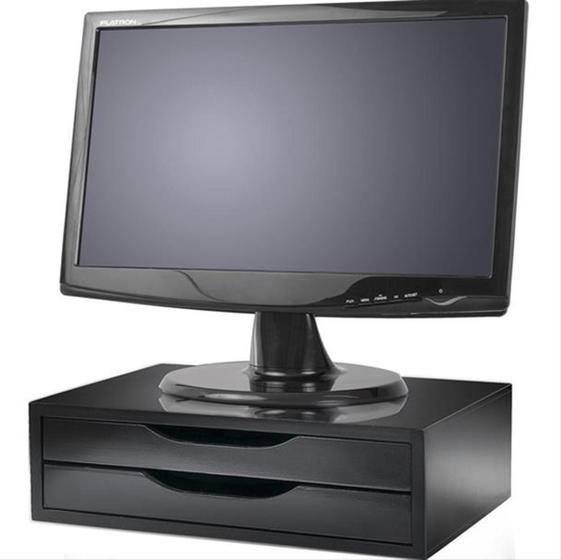 Imagem de Suporte De Mesa Para Monitor 2 Gavetas Preto Black Piano Souza  MDF 1015686