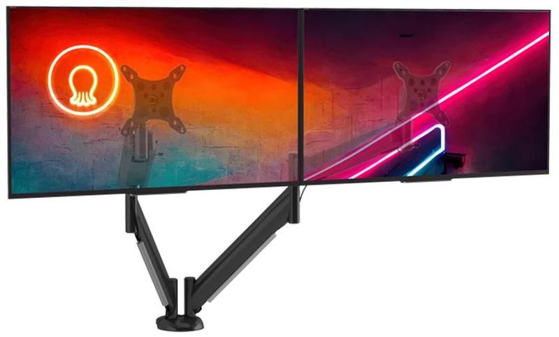 Imagem de Suporte De Mesa Para Monitor Até 24" Articulado Duplo Com Regulagem Contínua De Altura Octoo CLIPWAY-M2 (Titanium)