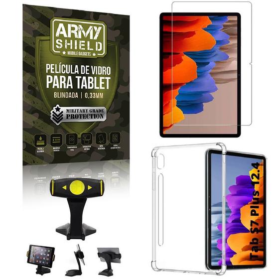 Imagem de Suporte de Mesa para Tablet Samsung S7+ 12.4 T970 + Capinha Antishock + Pelicula Armyshield