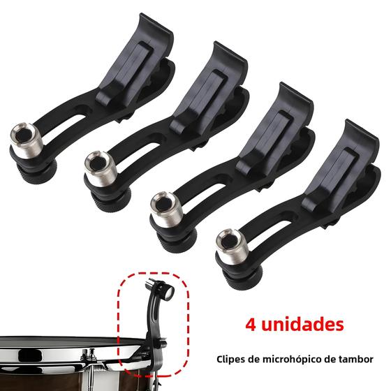 Imagem de Suporte de Microfone para Tambor - Kit com 4 Clipes Ajustáveis