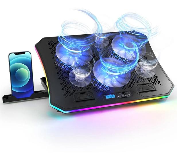 Suporte de Notebook Base Cooler Gamer Ergonômico 6 Fans Rgb Menor preço em Suporte de Notebook Base Cooler Gamer Ergonômico 6 Fans Rgb