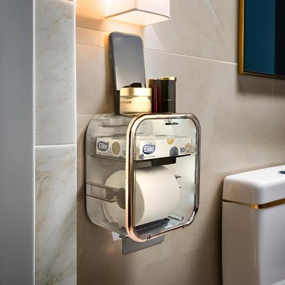 Imagem de Suporte de papel higiênico em acrílico fumê premium à prova d'água