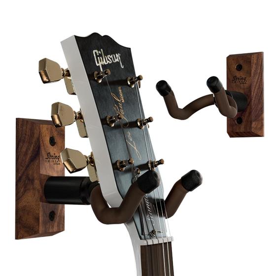 Imagem de Suporte de Parede para Guitarra (2 Unidades) - Madeira de Nozes Negras