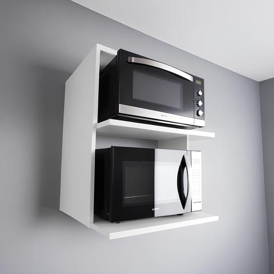 Imagem de Suporte de Parede para Microondas e Forno em MDF  Ideal para Cozinhas Pequenas Organização e Estilo