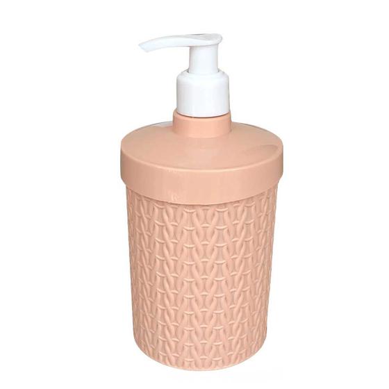 Imagem de Suporte de sabonete liquido detergente dispenser plástico rosa com tampa de encaixe cozinha banheiro