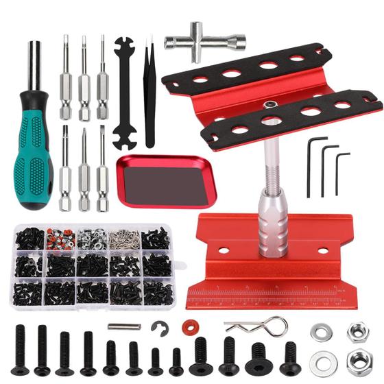 Imagem de Suporte de trabalho RC Car Repair com kit de parafusos de 532 PCS para 1/8-1/16