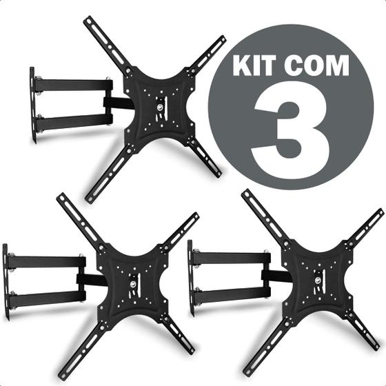 Suporte de Tv e Monitor Articulado 14 a 55" Polegadas Led Lcd Plasma Kit 3 - Yara Imagem de Suporte de Tv e Monitor Articulado 14 a 55" Polegadas Led Lcd Plasma Kit 3
