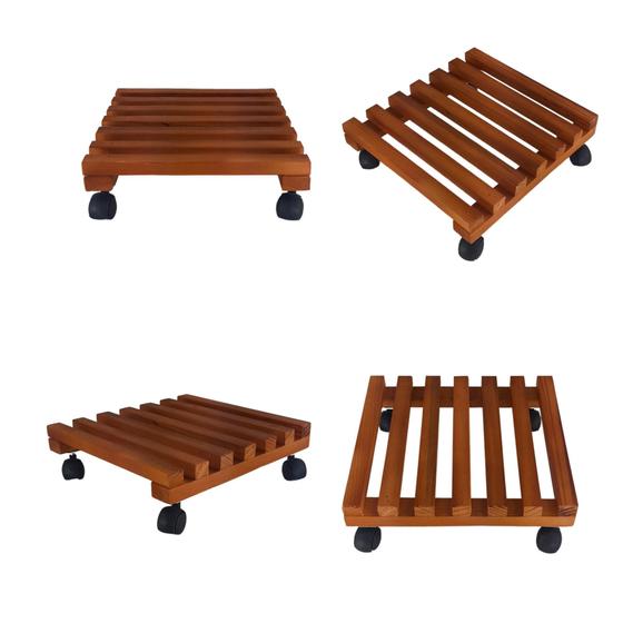 Suporte De Vaso Com Rodas Porta Plantas 30cm Deck De Madeira Tratada Menor preço em Suporte De Vaso Com Rodas Porta Plantas 30cm Deck De Madeira Tratada