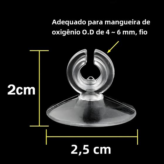 Imagem de Suporte de Ventosa para Aquário (5 Peças) - Para Tubo de Ar de 4mm - Fixação em Superfície de Vidro