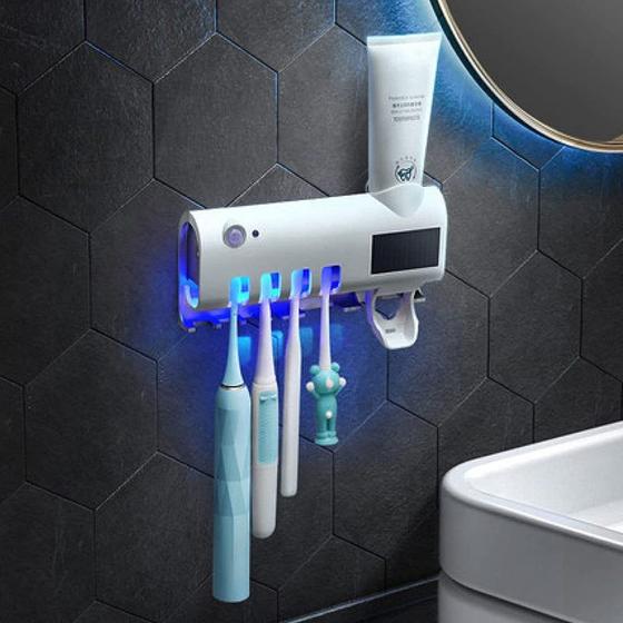 Imagem de Suporte Dispenser De Pasta De Dente Com Esterilizador Luz Uv LED