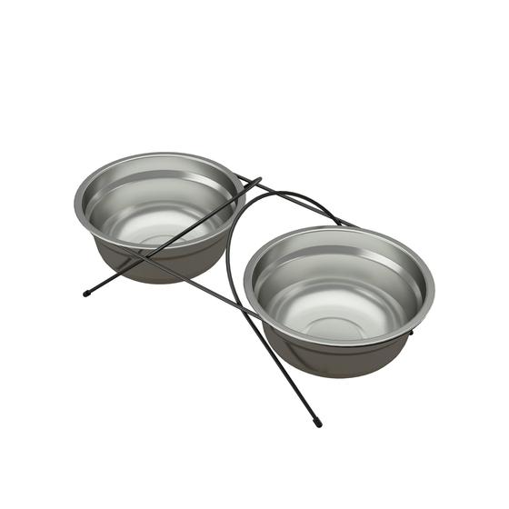 Suporte Duplo Comedouro Pet Aramado Aço Preto Fosco Pote Médio Inox - 1484 Stolf Menor preço em Suporte Duplo Comedouro Pet Aramado Aço Preto Fosco Pote Médio Inox - 1484 Stolf