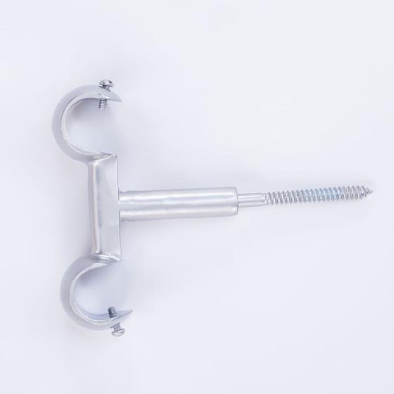 Suporte Duplo de Teto para Varão de 19x19mm - Aço Escovado Menor preço em Suporte Duplo de Teto para Varão de 19x19mm - Aço Escovado