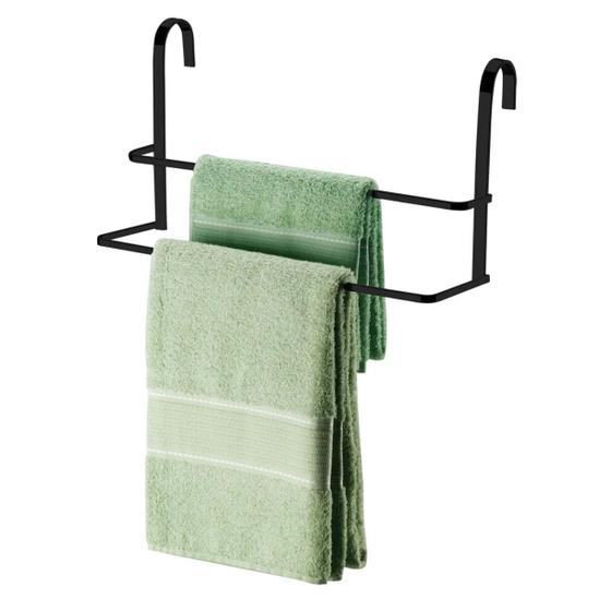 Imagem de Suporte Duplo Porta Toalhas Toalheiro Para Box preto fosco