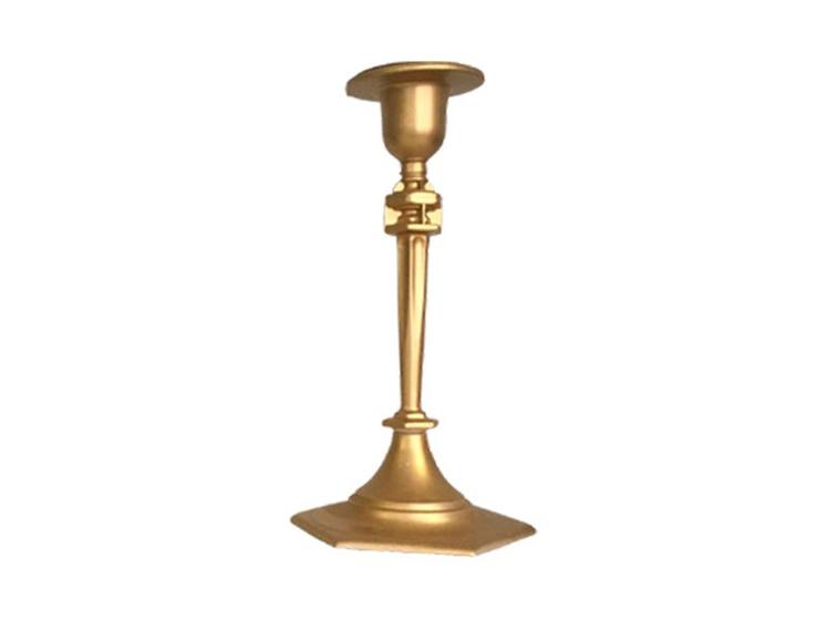 Imagem de Suporte Elegante Para Vela Castiçal Simples 18cm Ouro Velho. 