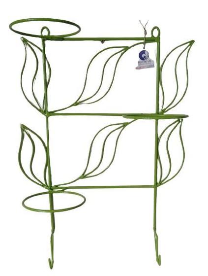 Suporte Ferro Plantas Folhas 3 Vasos 2 Ganchos jardim vertical parede 55x40 - Shoppingnet Imagem de Suporte Ferro Plantas Folhas 3 Vasos 2 Ganchos jardim vertical parede 55x40