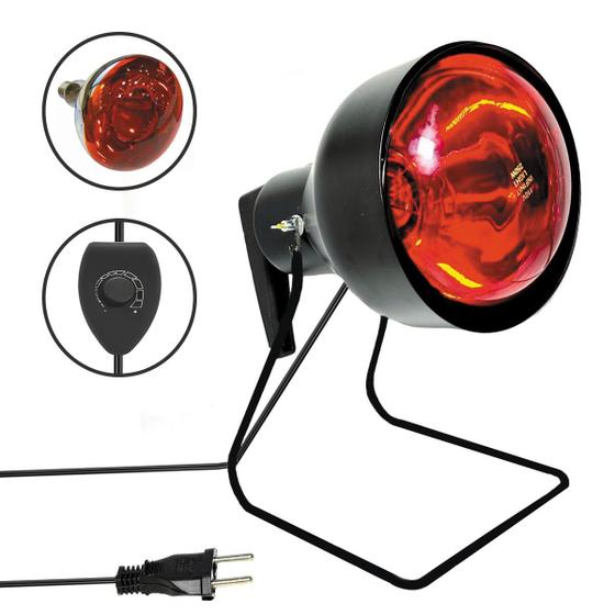 Imagem de Suporte Fisioterapia Preto Com Dimmer Lâmpada 220v c Alça