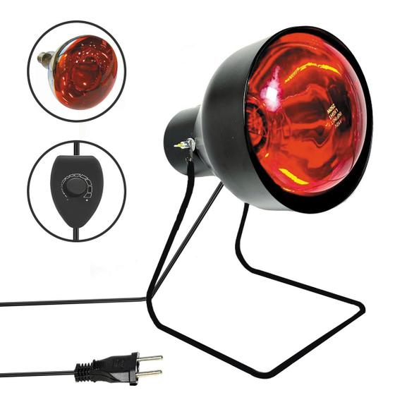 Imagem de Suporte Fisioterapia Preto Com Dimmer Lâmpada 250w 110v