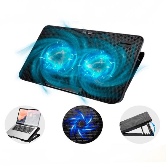 Imagem de Suporte Gamer P/ Notebook Base Ventoinhas Usb Silenciosa Iluminada