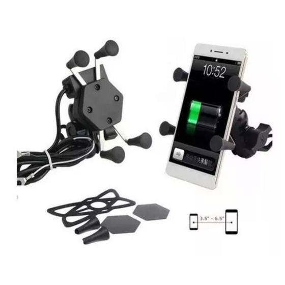 Imagem de Suporte Garra Celular Gps Moto Universal Carregador Usb