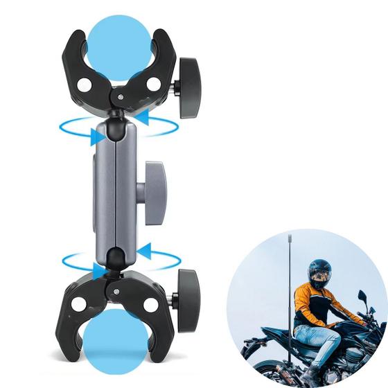Imagem de Suporte Garra Dupla Articulável em Alumínio com Rotação 360º