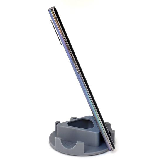 Imagem de Suporte Genial de Mesa para Celular, serve em todos os celulares - Modelo Triangular - Cor Cinza
