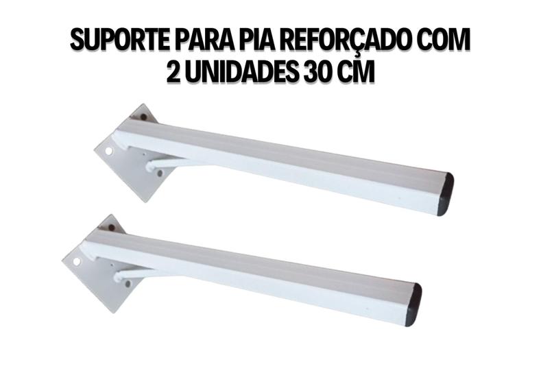 Imagem de Suporte Grapa Pia Parafusar 30cm Super Reforçado mão francesa 30 cm 2 Unidades e Kit de instalação