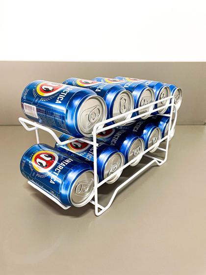 Imagem de Suporte Latas Geladeira Aramado Porta Latinhas 10 Latas 350 ml Organizador Refrigerante Cerveja Aço