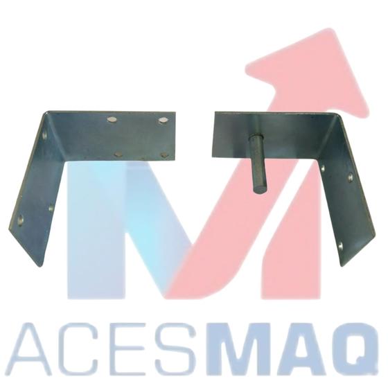 Imagem de Suporte Mancal Cantoneira Chapa L 4 Furos + Pino p/ Toldos Cortina Retrátil