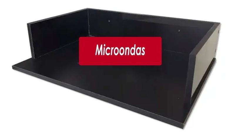 Imagem de Suporte Microondas Forno Forninho Nicho 60x15x43 Mdf Preto para Brasforma 20 25 30 31 32 Litros ou Maior Parede Suspenso