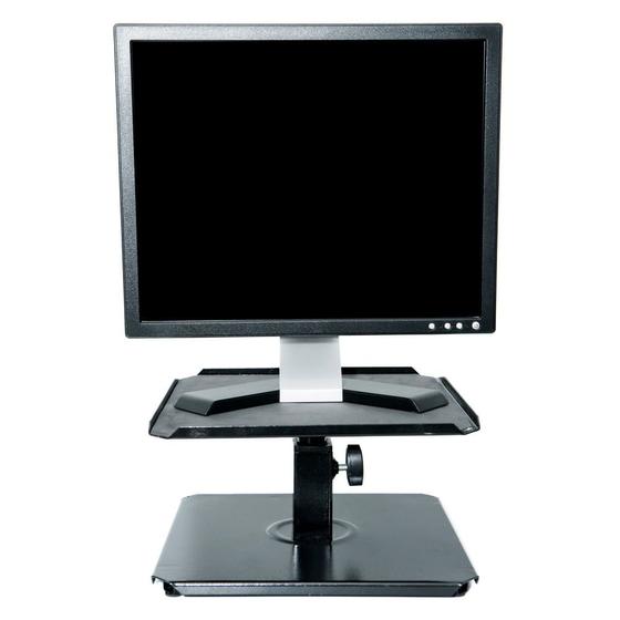 Imagem de Suporte monitor Prolabore. Bandeja. Em aço. Com ajuste de altura. Ergonômico.
