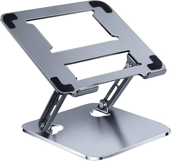 Imagem de Suporte Notebook Alumínio Ergonômico Ajustável Dobrável Mesa Regulável Para Laptop Tablet