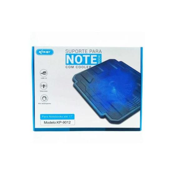 Imagem de Suporte Notebook Até 17 Polegadas Com Cooler e Led Kp-9012 Azul