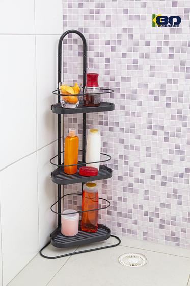 Suporte Organizador Banheiro Utensílios de Canto Chão 3 Andares Black ...