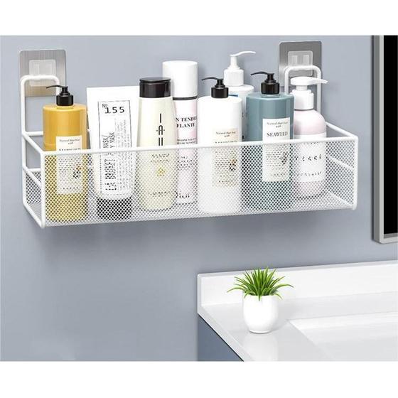 Imagem de Suporte Organizador de canto Prateleira de banheiro shampoo suporte adesivo para parede para cozinha