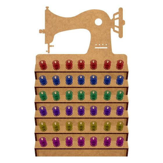 Imagem de Suporte Organizador Decorativo Carretel Linha Bobinas 42 Pinos Mdf Máquina De Costura