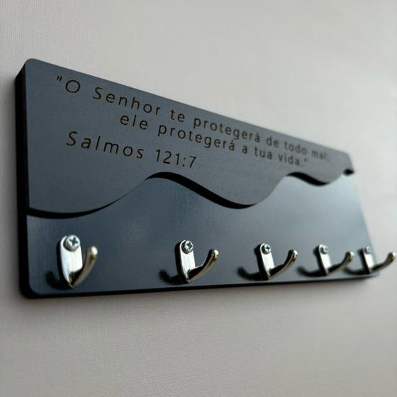 Imagem de Suporte p Chaves Salmo 121:7 - Todo em Preto elegante e minimalista fixação com dupla-faces