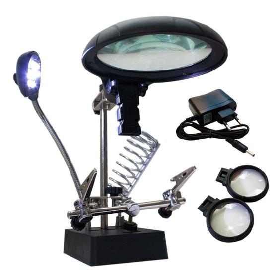 Imagem de Suporte P/ Ferro Solda Lupa Led Articulável Com Garras