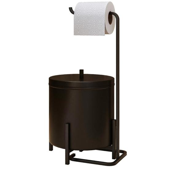 Suporte Papel Higiênico Com Lixeira De Banheiro Level Preto Menor preço em Suporte Papel Higiênico Com Lixeira De Banheiro Level Preto