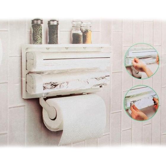 Imagem de Suporte Papel Toalha Dispenser Cozinha Triple Paper 3 em 1