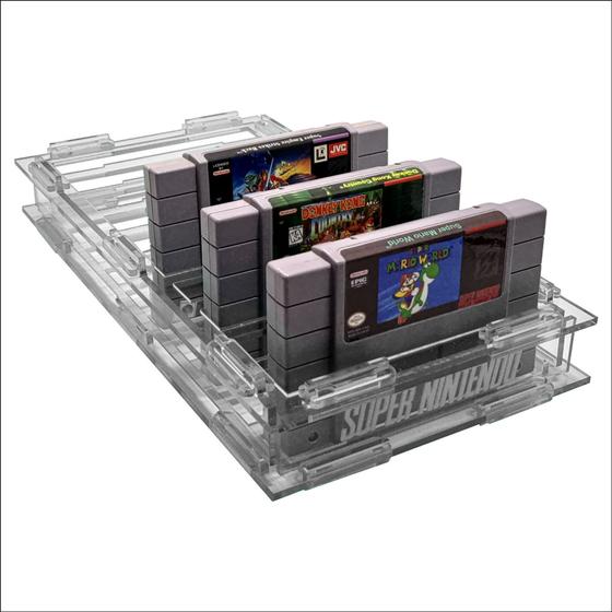 Imagem de Suporte para 10 cartucho Super Nintendo padrão Americano - Fita Super Nintendo