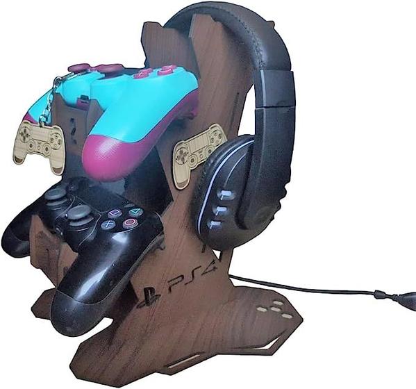 Imagem de Suporte para 2 Controles e 1 HeadPhone + Chaveiro mdf