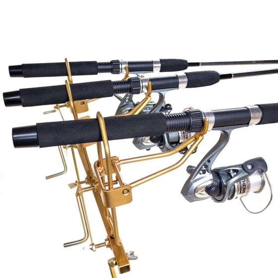 Imagem de Suporte Para 3Varas Desmontável De barranco Pesca serve pra todas as varas