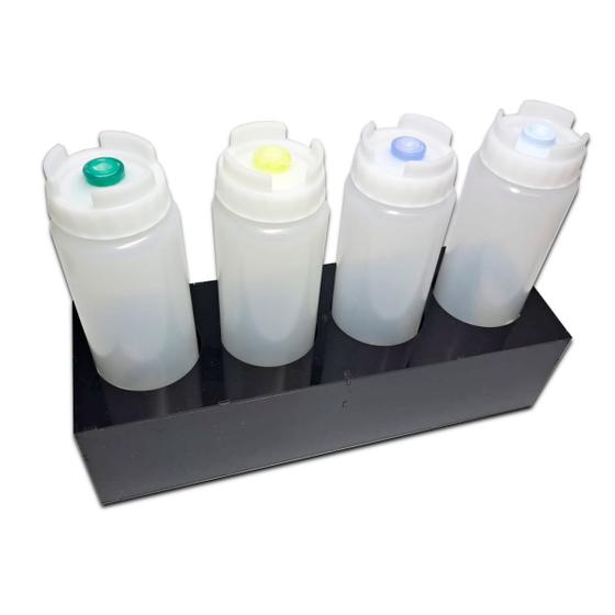 Imagem de Suporte para 4 bisnagas originais fifo 473 ml acrílico preto + 4 bisnagas