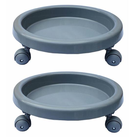 Imagem de Suporte para botijão de gás ou vaso de plantas (kit com 2) com rodas - Easy-roller" CINZA