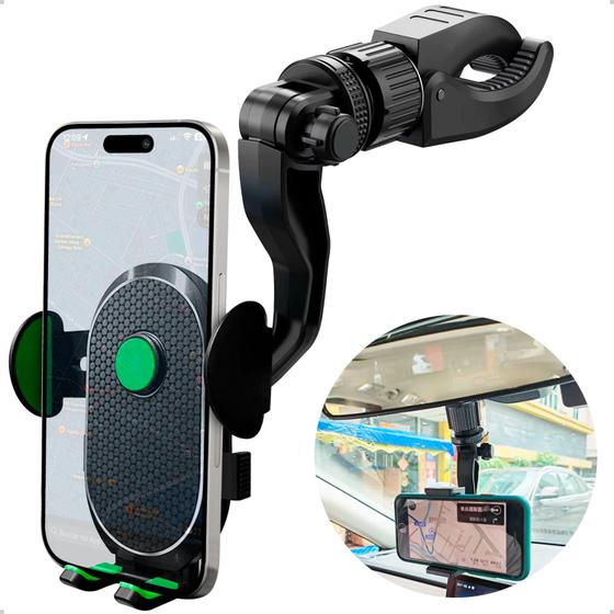 Imagem de Suporte Para Celular Automotivo Universal Carro Espelho Retrovisor 360 com Garra