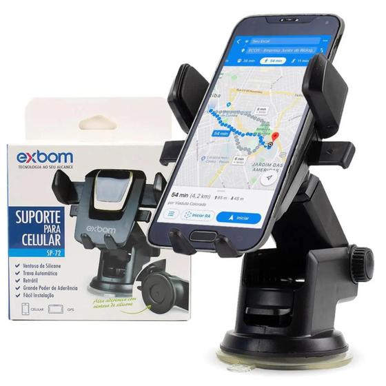 Imagem de Suporte para Celular Veicular Automotivo Gruda no Painel, Vidro GPS Waze Uber Carro