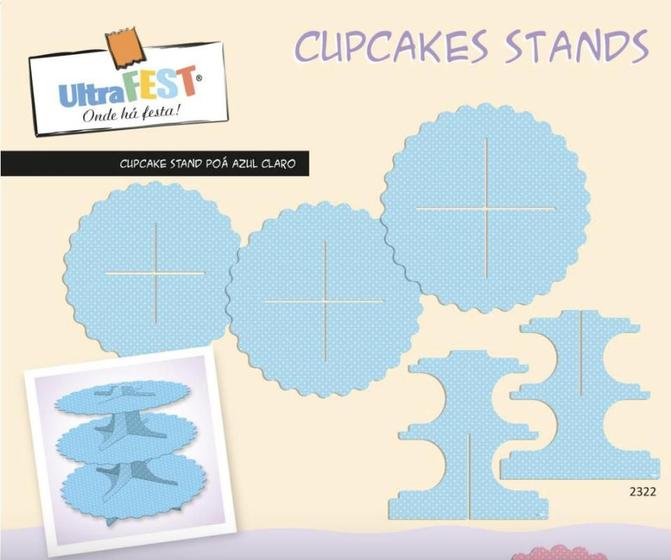 Imagem de Suporte para Cupcake Stand Azul Poá 3 Níveis Ultrafest - Inspire sua Festa Loja