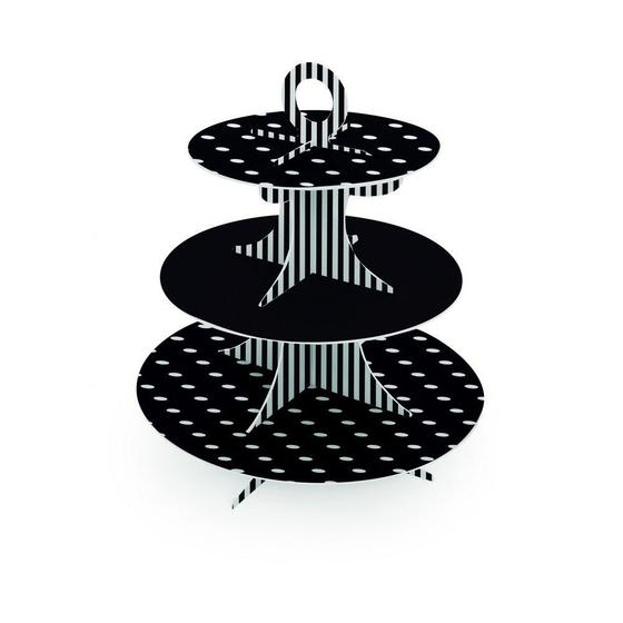 Suporte Para Doces 3A Poa Listras Pto Decoração Festas Menor preço em Suporte Para Doces 3A Poa Listras Pto Decoração Festas